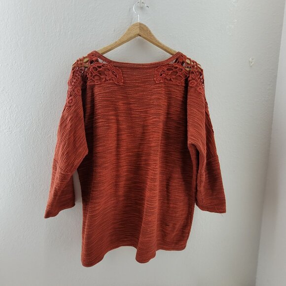 Maurices Top Women's XXL Rust Orange Knit 3/4 sleeve Cotton - Picture 2 of 13